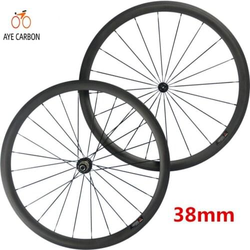 Good price 700c super light carbon wheels with 25mm width clincher tubular rim carbon road bike wheelset with powerway hub