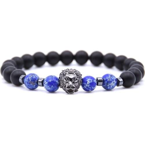 HYHONEY New Natural Stone Bracelet Men bileklik Copper Lion Head Charms bracelet For Men jewelry gifts pulseras