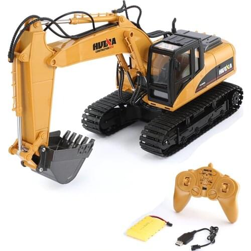 Huina 1550 Toy 15 Ch RC Truck 1:14 Excavator Hobby Engineering Truck Remote Control Toys for Boys Auto RC Hydraulic Construction