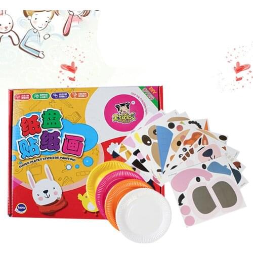 Creative Handmade DIY Material Toys Color Paper Tray Stickers Kindergarten Kids Art Work Kit