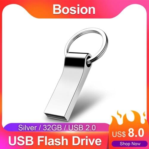 New arrivals usb flash drive 32GB pen drive pendrive waterproof metal silver u disk usb stick gift