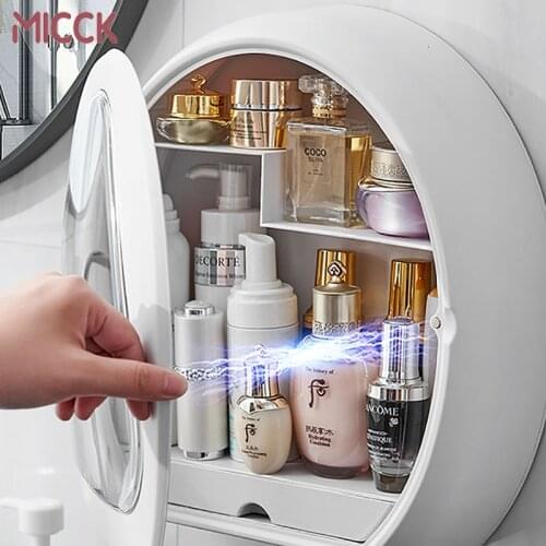 MICCK New Makeup Organizer Storage Box Large Capacity Toilet Cosmetic Box Saving Space Punch Free Artifact Bathroom Accessories