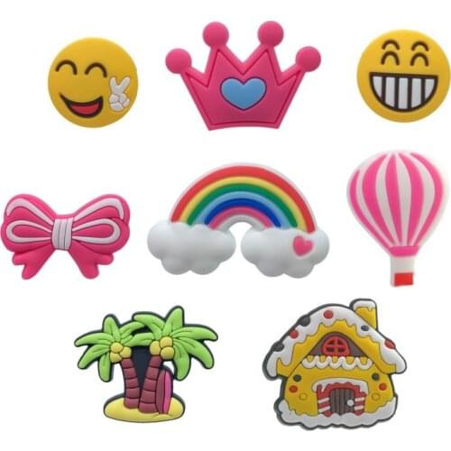 Single Sale 1pcs Bowknot Shoe Charms Accessories Decorations Crown PVC Croc jibz Buckle for Kids Party Xmas Gifts