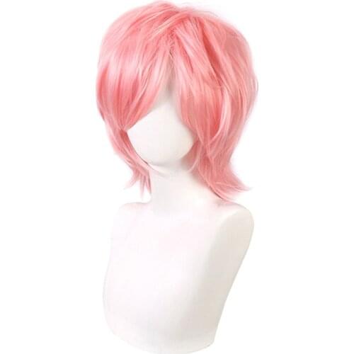 Ayato Yuri Pink Short Wig Cosplay Costume Yarichin Bitch Bu Club Heat Resistant Synthetic Hair Men Party Wigs