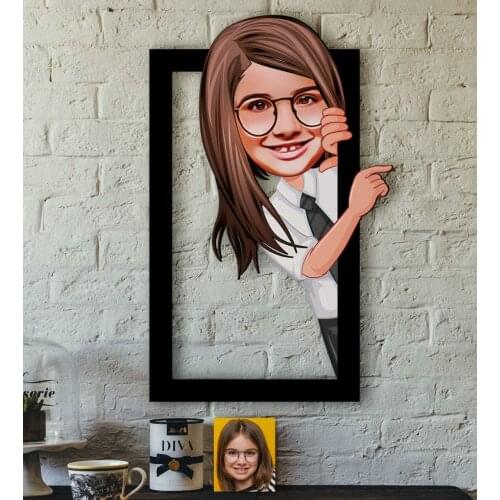 Personalized Female Child Caricature OF 3D Wood Tablo-1 Reliable Quality Cost Effective Gift Home Decoration Wall fun
