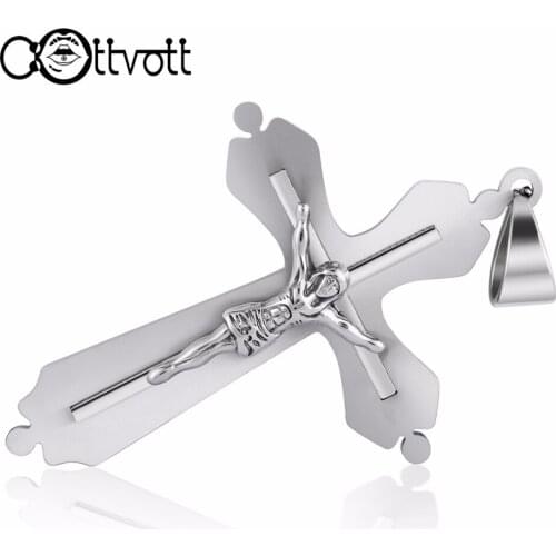 Stainless Steel Pendant Crucifix Jesus Christian Cross High Quality Gift for Men Women Fashion Religious Jewelry CN010