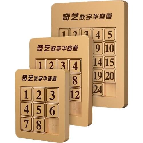 Qiyi 3x3x3 4x4 5x5x5 Magic Cube Number Sliding Klotski Game Cube Puzzle Toys For Family Playing Wooden Number Sliding Puzzle