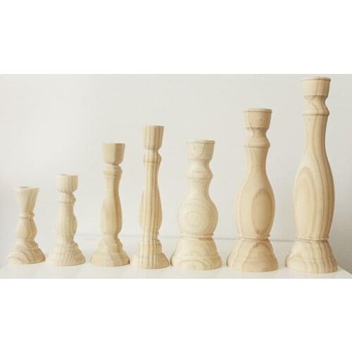 Retro Unpainted Candlestick Holders DIY Home Decor Candle Holder Unfinished Wood Candlestick Wedding Decor Table Centerpieces