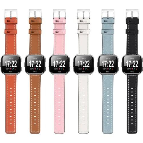 EiEuuk Replacement Genuine Soft Leather Wristband Bracelet Watch Strap for Fitbit Versa/Versa 2/Versa Lite