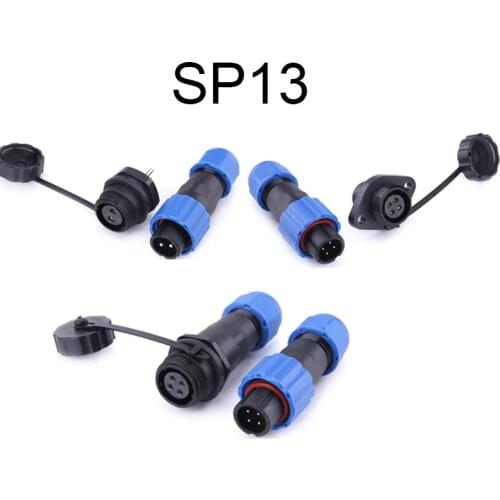 SP13 Waterproof Connector IP68 1/2/3/4/5/6/7/9 Pin Cable Connectors Male/Female Plug And Socket Nut/Flange/Docking
