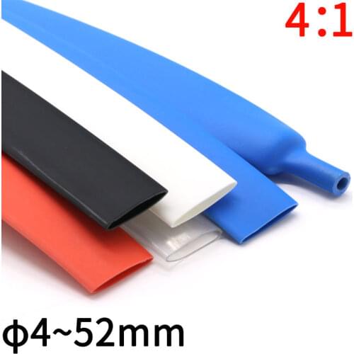 1Meter 4 6 8 12mm 16mm 20mm 24mm 52 mm Heat Shrink Tube with Glue Adhesive Lined 4:1 Dual Wall Tubing Sleeve Wrap Wire Cable kit