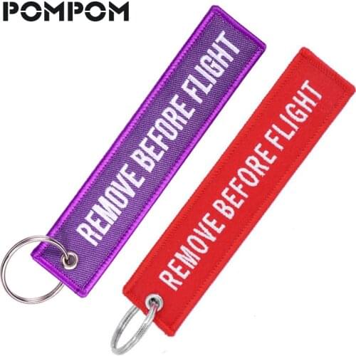 REMOVE BEFORE FLIGHT KeyChains for Aviation Gifts Lugguage Tags Key Chains Purple OEM Stitch Keychains keyring llavero Jeweley