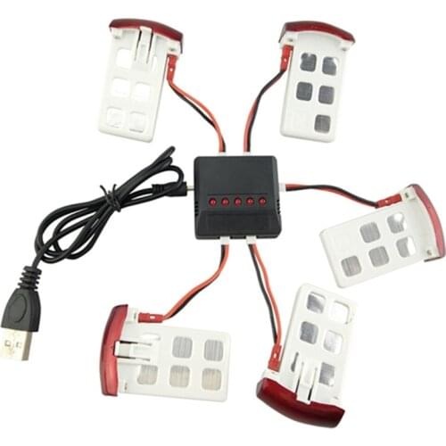 3.7V 500mAh Battery * 5PCS + USB Charger + Charging Connector * 5PCS For Syma X5UC / X5UW RC Quadcopter Spare Parts