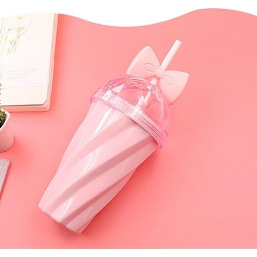 Hard to Fade Convenient Cute Bowknot Decor Water Cup Long Lasting Water Bottle Smooth Opening for Girls