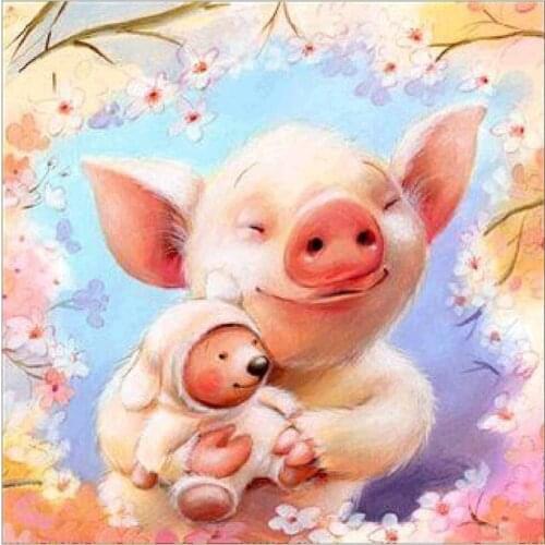 Animal Pig DIY 11CT Cross Stitch Embroidery Kits Craft Needlework Set Printed Canvas Cotton Thread Home Decoration Design