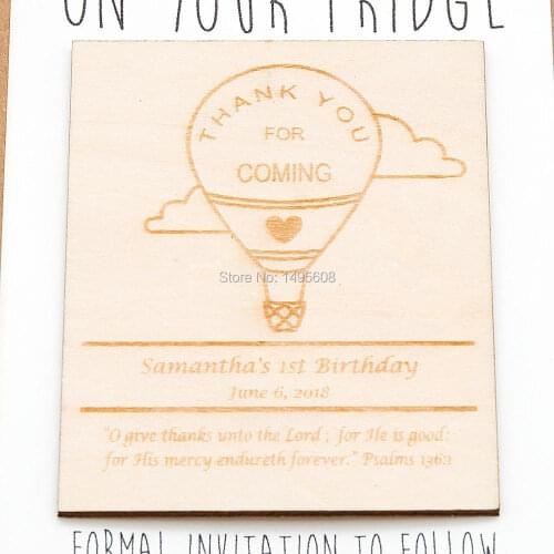 Hot Air Balloon Save the Date Magnet, Custom Engraved Save the Date, Wood Save the Date, Rustic Save the Date, Wedding Favors, I