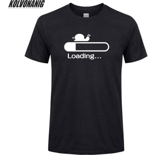 Snail Loading Funny T Shirt Men Print Cotton Short Sleeve Breathable Mens Clothing Brand Summer 2019 Geek Tee Shirt Plus Size