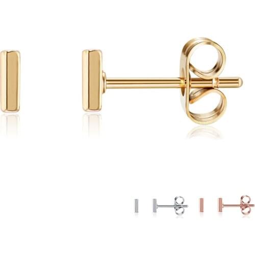 ZEMIOR Fashion Simple I Shape Stud Earrings For Women Minimalism 3 Colors Female Small Earring Anniversary Jewelry Free Shipping