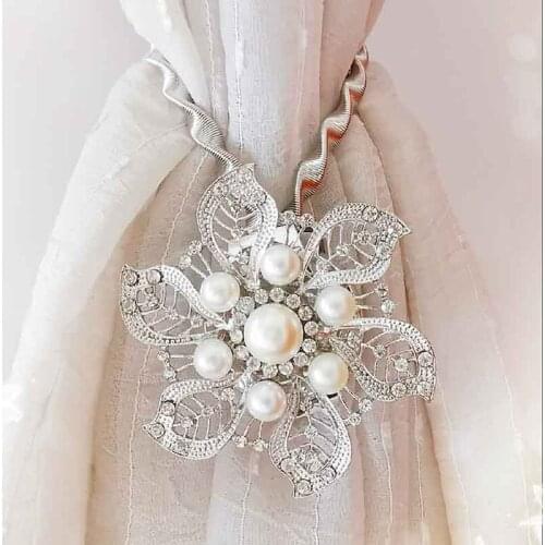 Pearl Curtain Tie Backs Flower Curtain Buckle Magnet Clip Springs Joker Curtain Hook Home Decor Room Accessories Gordijn Houder