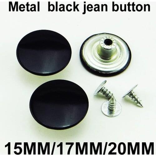 15MM 17MM 20MM metal trousers jeans button 30PCS sewing clothes accessories decorative brand black jean buttons JMB-128T