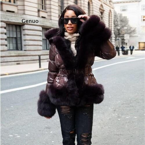 New 2021 Winter Warm Down Jacket Women Furry Real Fur Collar White Duck Down Jacket Winter Down Coat With Hooded