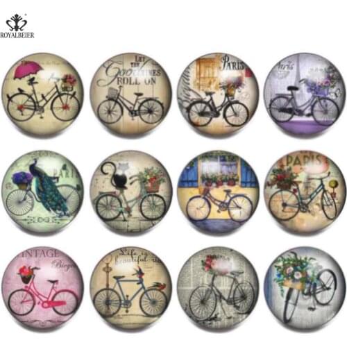 12pcs/lot New Arrive Colorful Pattern Multi Styles Glass Beads Charms 18mm Print Glass Cabochon Fit 18/20mm DIY Snap Jewelry