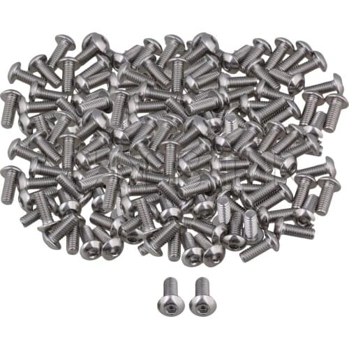 CNBTR 200Pcs M4x10mm Silver Hex Socket Cap Screws Bolts 304 Stainless Steel
