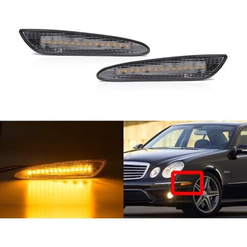 2x Fits For Mercedes-Benz E-Class W211 Pre-LCI E320 E350 E500 E55 AMG Euro-Style Clear Lens Front Led Fender Side Marker Lights