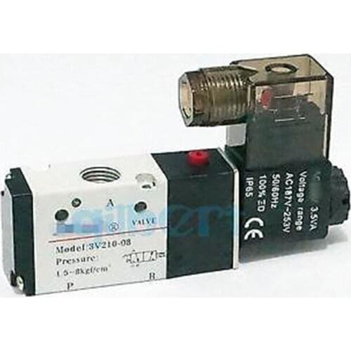 3V210-08 1/4"BSP 12VDC 24VAC/DC 36VAC 110VAC 220VAC 380VAC 3 Way 2 Position Pneumatic Solenoid Valve Alumium