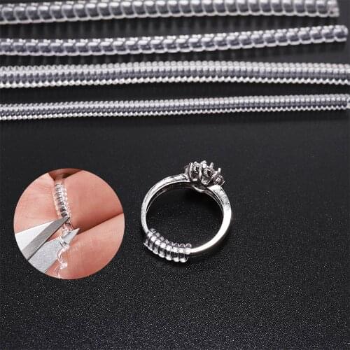 4pcs/lot Invisible Transparent Spiral Based Ring Sizer Adjuster Guard Insert Tightener Reducer Resizing For Jewelry Tools