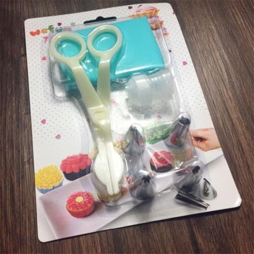 DIY Baking cake decoration 4pcs Tips Piping Scissors clip Set confectionery nozzles Silicone Ice Cream Pastry Bag Stainless tool