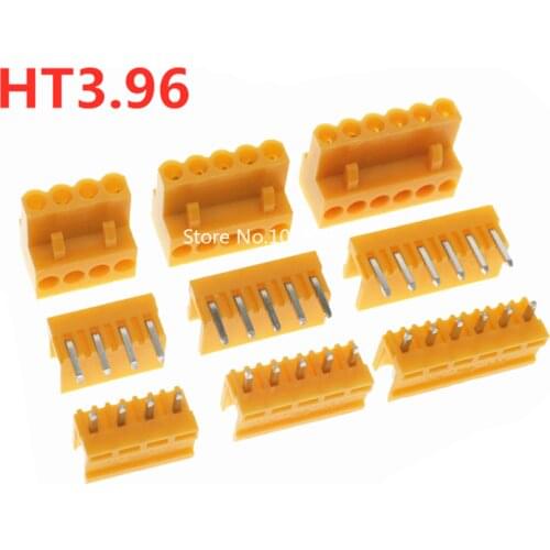 5sets Ht3.96 Terminal Plug Type 300V 10A 3.96mm Pitch Connector Pcb Screw Terminal Orange Blocks Connector 2/3/4/5/6/7/8P