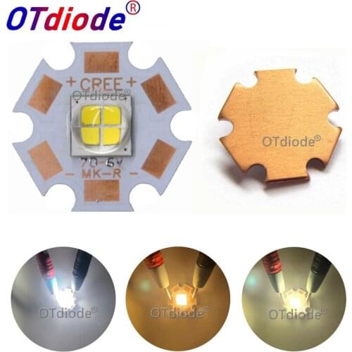 5PCS Cree MKR MK-R LED Emitter 15W 12V White Warm White Flashlight Part Torch LED Diode Chip Light 1769LM on 20mm Copper PCB