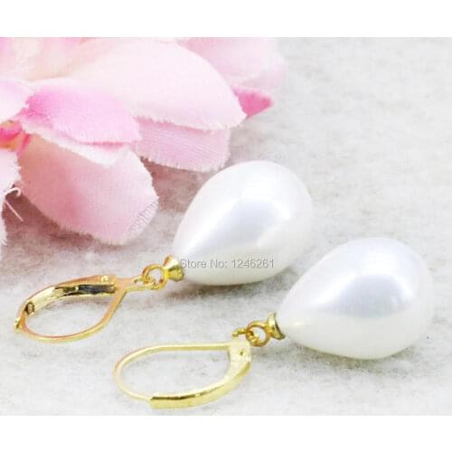 Shining Natural White Shell Pearl Earrings Ear Eardrop Water Tears Wedding Women Girls Gifts Jewelry making Design 12x16mm