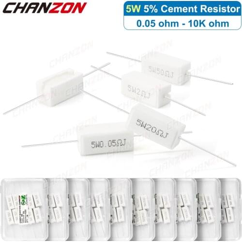 10 Pcs 5W Cement Resistor 0.5 2 30 33 100 330 1K ohm Ceramic Wirewound Resistors SQP5W 5Watt 0.22ohm 5ohm 47ohm Fixed Resistance
