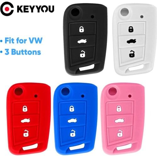 KEYYOU 30pcs Silicone Car Key Cover Case For Volkswagen VW Polo 2016 Golf 7 MK7 For Skoda Octavia Combi A7 For SEAT Leon Ibiza