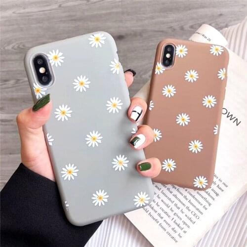 Vintage Flower Little Daisy Phone Case For iPhone 11 12 Pro X XR XS Max SE 2020 7 8 Plus 6 6s Plus Candy Color Soft TPU Cover