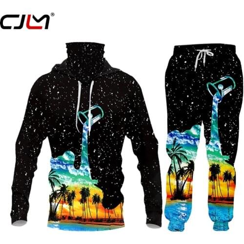 CJLM 3D Men/woman Starry Sky Water Cup Creative Hot Tracksuit Winter Hoodies Polo T-shirt Trousers Clothing Winter Jacket