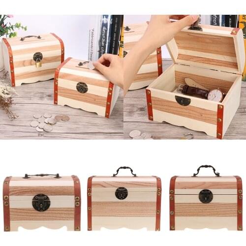 Wood Treasure Chest - Safe Money Box - Wooden Treasure Box Locking Clasp DIY Projects, Home Decor, Props