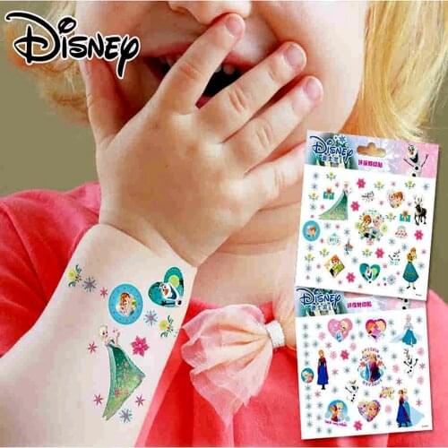 Disney Frozen Minnie Mickey Tattoo Stickers For Girls Toy Cute Cartoon Children Kids Waterproof Sticker Christmas Birthday Gift