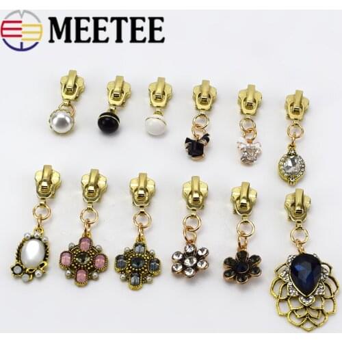 Meetee 5pcs 3#/5# Metal Zipper Silders for Metal Zipper DIY Costume Decoration Zip Head Sewing Crafts Hardware Accessories ZT009