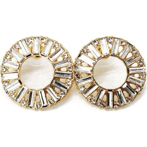 New Designs Sweet Filigree Round Earring Rhinestone Brincos For Women Girls