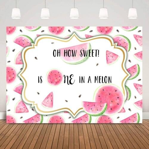 Sweet Children In a Melon One Birthday Backdrop Photo Shoot Summer Watermelon 1st Happy Birthday Party Banner Background Decor