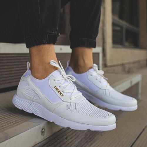 Chekich Sneakers For Men White Non Leather Lace Up Casual 2021 Summer Season Comfortable Fashion White Outsole Orthopedic Nature Walking Shoes Sport Flexible Air Lightweight Gym Running Breathable New Arrival CH019 V1