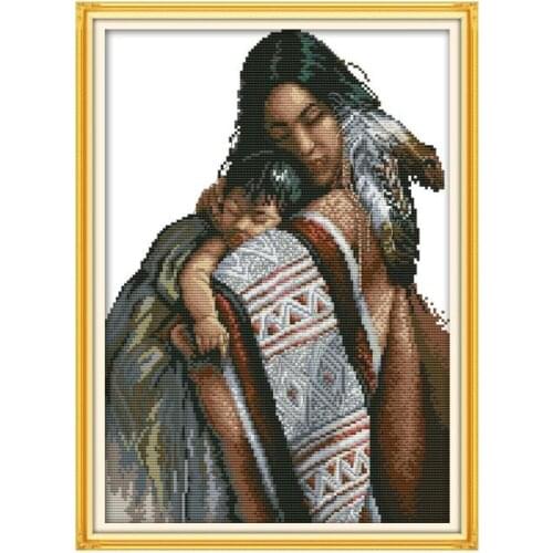 Mother and Daughter Patterns Cross Stitch Kits Embroidery Thread Kits 14CT 11CT Printed Fabric Handmade Counted Needlework Sets