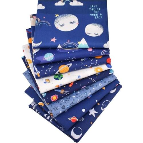 Nanchuang 8Pcs/Lot Blue Starry Sky Fabric DIY Handmade Sewing Quilting Fat Quarters Patchwork Cloth For Baby Children 40x50cm