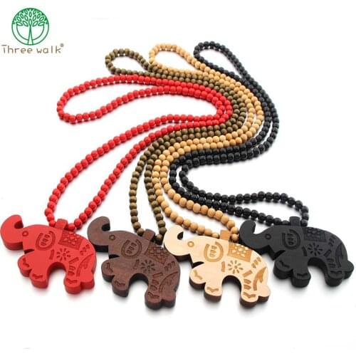 Wooden Africa Necklace Pendant & Chain Elephant Gift for Men/Women Ethiopian Jewelry Trendy Jewelry Accessories