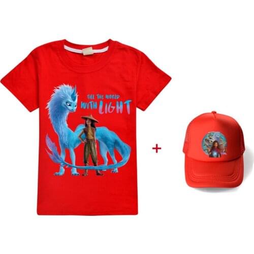 New for 2021 Cool fashion t shirt for boy and girl Raya and the last dragon print tshirt summer t shirts male tshirts and hat