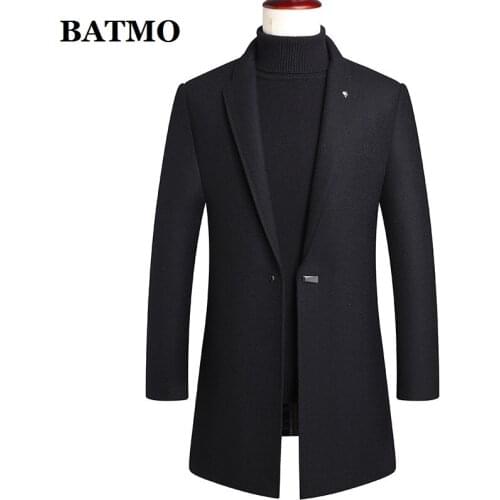BATMO 2020 new arrival autumn&winter wool trench coat men,mens wool jackets, KBLC8018