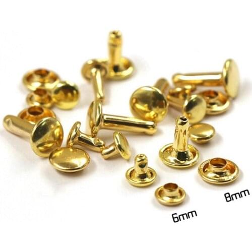 Solid Brass Unplated Original Color Double Side Cap Stud Rivet For Leather Craft Wallet Belt Bag Shoe Pet Collar Accessories